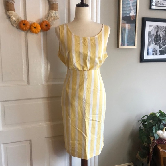 Appraisal Two Piece Matchin Skirt Set Crew Neck Tank Yellow Striped Large - Picture 1 of 12